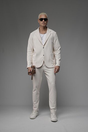 king brich Regular Fit Lycra Men's Blazer Top and Bottom Set