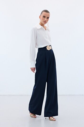 Sateen Accessory Pants - Navy Blue