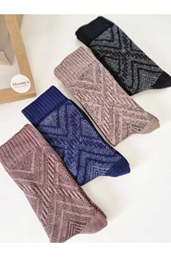 Moonys Socks Collection Winter Towel Men's Socks Set - Special Bamboo Soft Textured 4-Piece