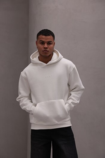 GIA - ART Men's Oversize Sweatshirt Hoodie Chmp Summer Printed White – Hooded, 3 Thread Fleece, Kangaroo Pocket