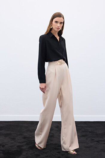 Sateen Pantaloni cu accesorii - Bej