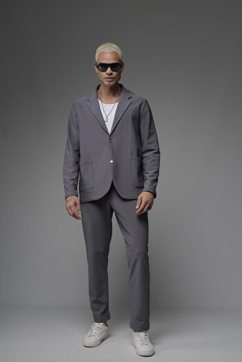 king brich Regular Fit Lycra Men's Blazer Top and Bottom Set