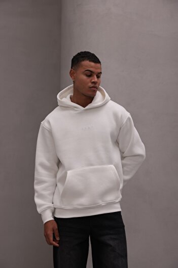 GIA - ART Men's Oversize Sweatshirt Hoodie Chmp Summer Printed White – Hooded, 3 Thread Fleece, Kangaroo Pocket
