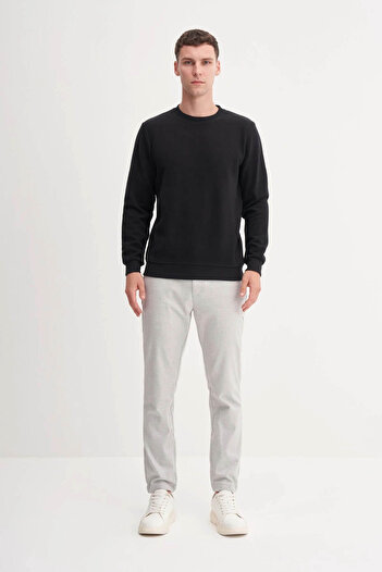 Cazador Slim Fit Cotton Blend Thessaloniki Knit Black Men's Sweatshirt 56400