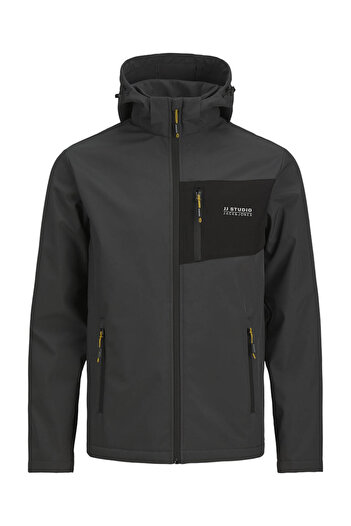 Jack & Jones Erkek Gri Jjtaylor Softshell Jacket Ceket 12259615-Asphalt
