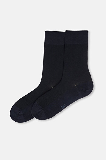 Dagi Navy Blue-Black Men's 2-Piece Rice Textured Bamboo Socks