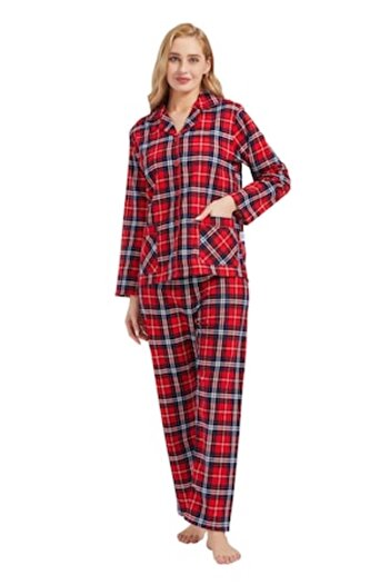 Global - Women's Pajamas Fine Checkered Purple, Red