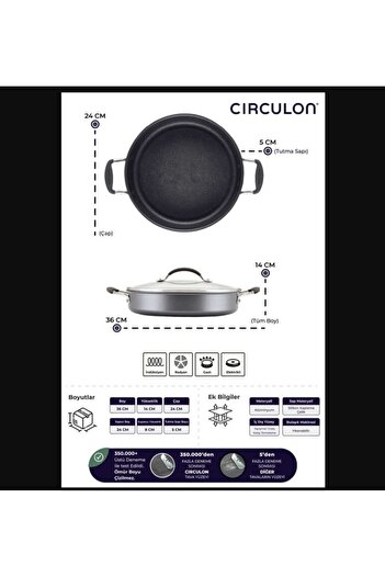 Circulon 24 cm Shallow Pot with Glass Lid Kitchen