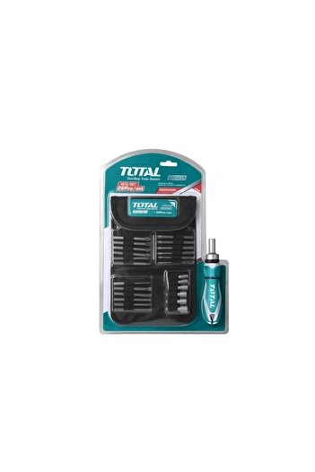 TOTAL Chrome Vanadium Ratchet Screwdriver Set, 26 pieces Includes Holder and Case