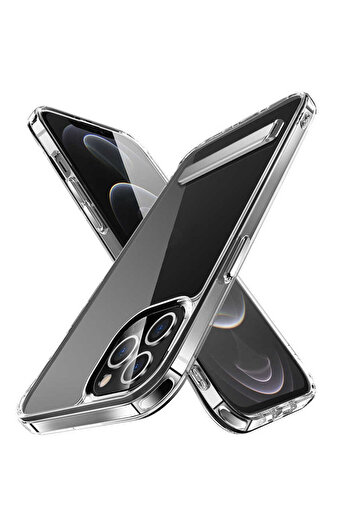 Aden iPhone 13 Pro Max Compatible Stand Transparent Silicone L-Stand Case-Colorless