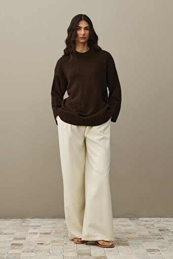 Fahhar Oversize Knitted Sweater Brown