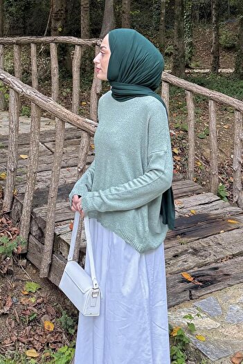 lamelif Boat Neck Knitwear Sweater Mint Green