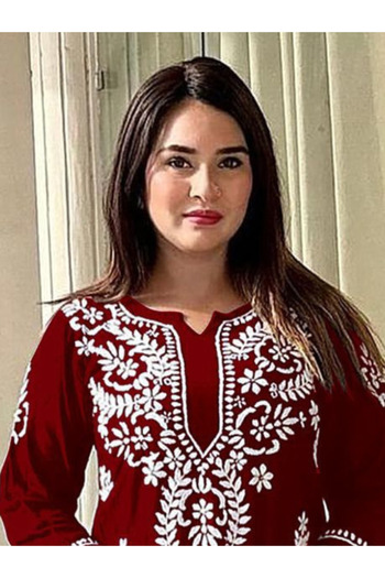 MYSMAR Maroon Rayon Kameez Salwar - HRT2316 | Maroon
