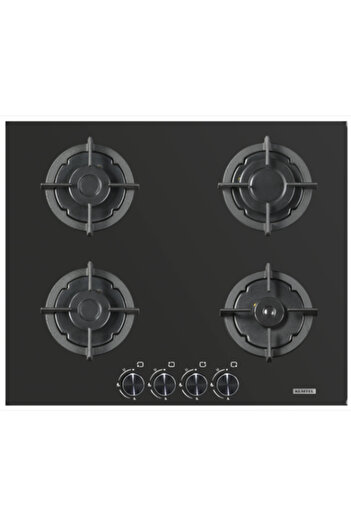 KUMTEL Comtel Cooktop - Black Gas - Glass - 4 Burners - Self Ignition - 60×65 cm - With Light Rack - 40 BF