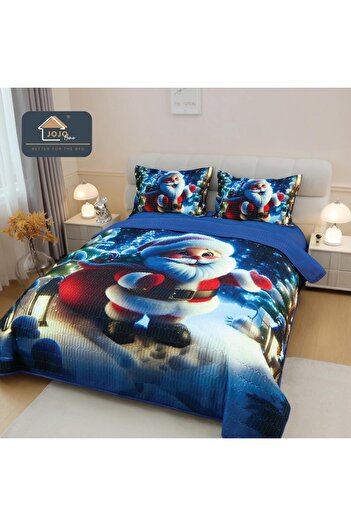 JOJO HOME 5D Bedspread Set + 2 Pillowcases, Digital Printing, Santa