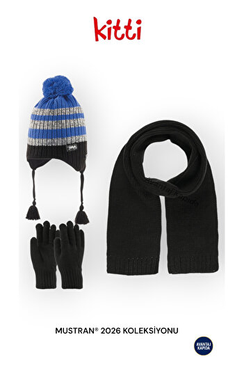 Mustran Kitti 4–8 Years Old Girls Boys Children's Beret Scarf Gloves 3-Piece Winter Set |   Polar Fleece Lined Knitwear |   New Season 2026