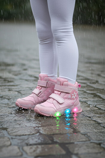 BUCKHEAD Girls' Light-Up, Velcro Waterproof Boots, Snow and Rain Waterproof