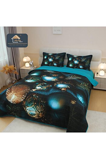 JOJO HOME 5D Bedspread Set + 2 Pillowcases, Digital Printing, Green Globes