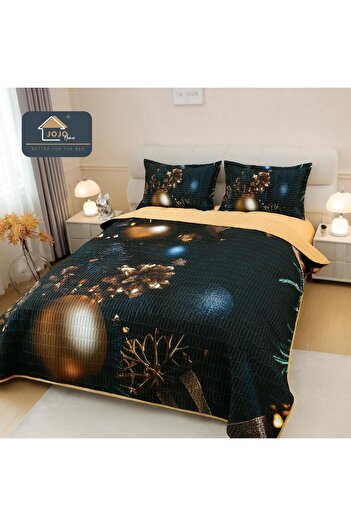 JOJO HOME 5D Bedspread Set + 2 Pillowcases, Digital Printing, Golden Globes