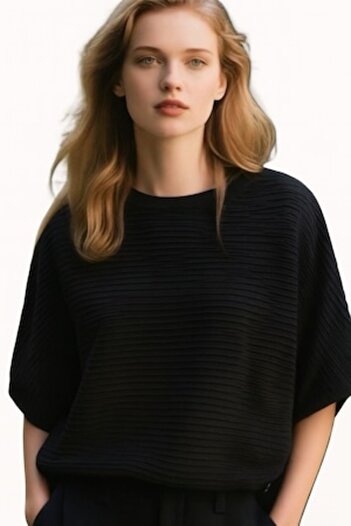 OEM Elegant black sweater, short sleeves, L-XL