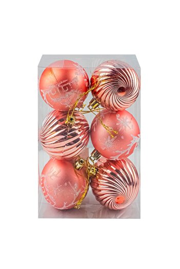 OEM Christmas Tree Ornaments, Pink, 6 pcs/set