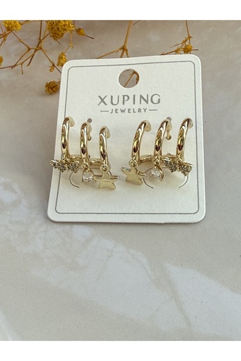 Blotch Zircon Stone Single Stud 3-Piece Look Butterfly Star Detail Dangle Stylish and Trendy Juping Earrings