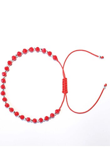 OEM Unisex handmade bracelet with AG 925 2.5mm and 4mm faceted red crystals
