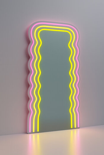 Jumbo White Rectangular Mirror with Neon LED