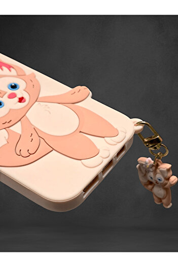 OSG 3D Cute Cat Character Phone Case with Keychain Gift Compatible with iPhone 13 and 14