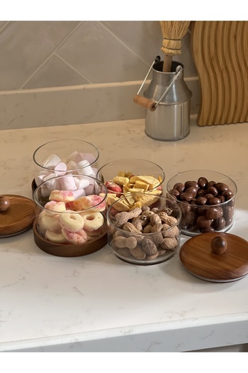 Sade Hediye 3-Tier and 2-Tier Acacia Wood Top Vacuum Lid Spice Rack Set