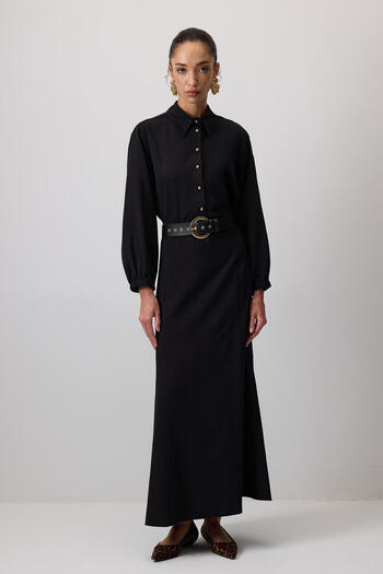 Touché Privé Textured Belted Shirt Skirt Set