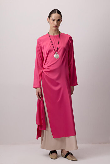 Touché Privé Long Satin Tunic with Binding Details