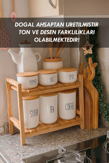 Moola Natural Wood 2-Tier Bathroom Shelf, Countertop Organizer, Towel & Cosmetic Organizer Shelf
