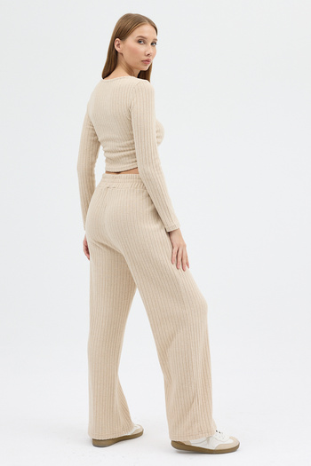 Eco Sense Two Piece Women's Set - Crop Top and Oversize / Wide Leg Pants