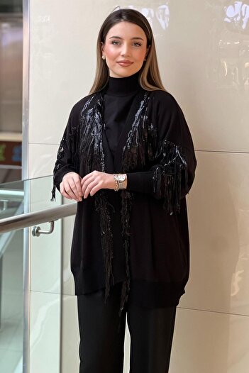 Ghisa Decorated Cardigan with Knitted Detail