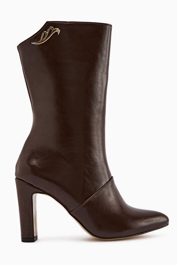 Limoya Aria Brown Crocodile Patterned Heeled Women's Boots