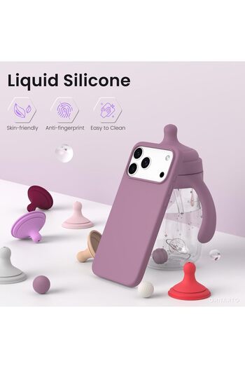 Joyshell iPhone 17 Pro Case, Velvety Silicone with Microfiber Interior, Lilac Purple