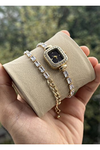 Tulpar Special Series Wrist-Wrapped Zircon Baguette Stone Square Minimal Case Women's Wristwatch