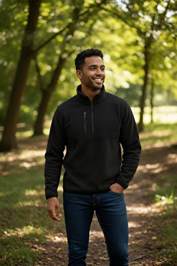 OTAKU 2 Pieces Men's Half-Zip Pocket Fleece Sweatshirt