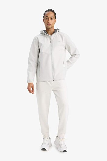 DeFacto Water Repellent Softshell Fleece Regular Fit Hooded Zippered Seasonal Spring Raincoat