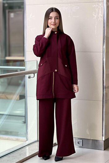 Ceremony Front Zippered Half Placket Steel Knitted Suit