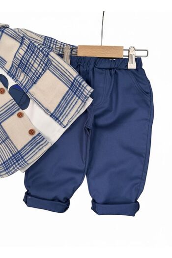 P&H BABYWEAR Oduncu Gömlekli Oversize Hiphop Pantolonlu 4'Lü Erkek Çocuk ve Bebek Takımı