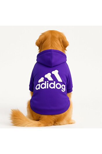 DOGİ&DOG Large Breed Purple Adidog Dog Sweati Dog Outfit (11-45kg)