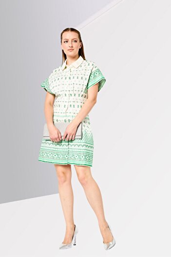 Maje Women Embroidered Shirt Dress, Multicolor