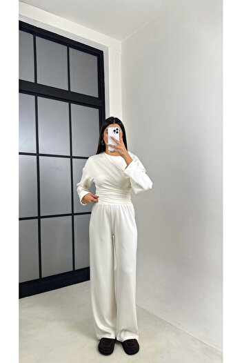 manana fashion Modal Yarasa Sleeve Blouse Pants Two-Piece Set