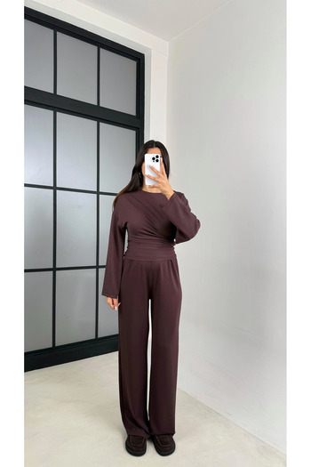 manana fashion Modal Yarasa Sleeve Blouse Pants Two-Piece Set