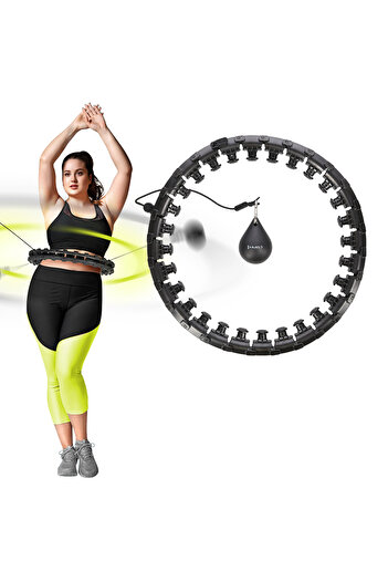 Other SET HULA HOOP HHW12 BLACK WITH WEIGHT HMS + WAIST SUPPORT BR163 BLACK PLUS SIZE