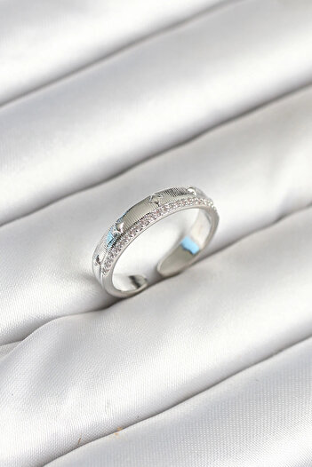 Clariss Silver Color Stripe Zircon Stone Women's Ring