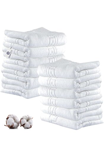 Quasar & Co. Set of 12 bath and body towels, 70 x 140 cm, 600 g/m2, hotel quality, 100% cotton, white