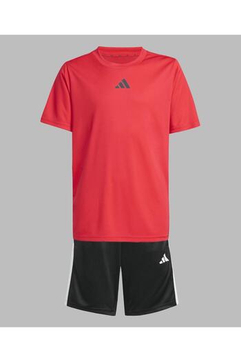 adidas TRAIN ESSENTIALS 3-STRIPES T-SHIRT SET-Pure Ruby/Black